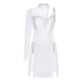 thumbnail image 2 of renvena Women's Rumba Samba Tango Salsa Latin Ballroom Dance Dress Asymmetrical Shoulder Tassel Mini Ivory XXL, 2 of 6