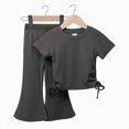 thumbnail image 2 of Outfits for Toddler Girls Fashion Short Sleeve Top Flare Pants 2 Piece Set Toddler Girl Clothes 12-24 Months, 2 of 8