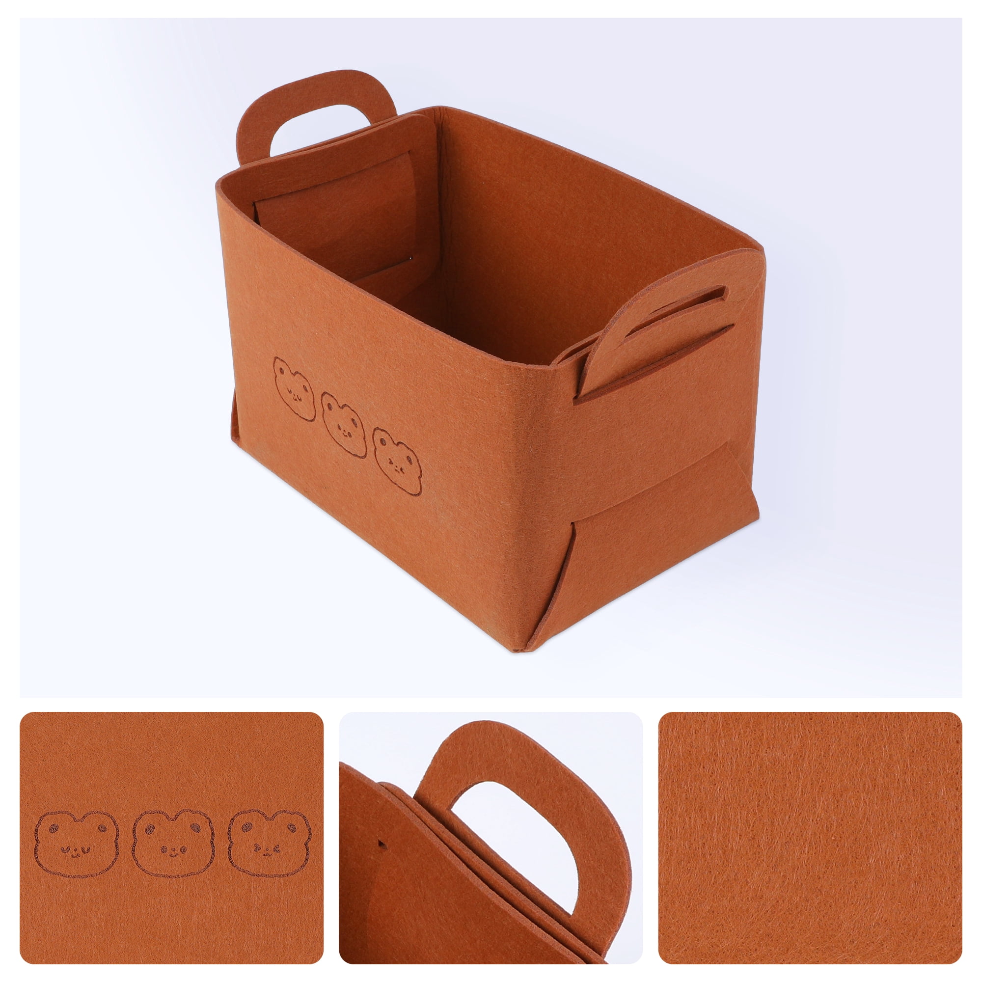 Unique Bargains 3 Pack Storage Cube with Handles Brown 7.1*5.1*4.3in