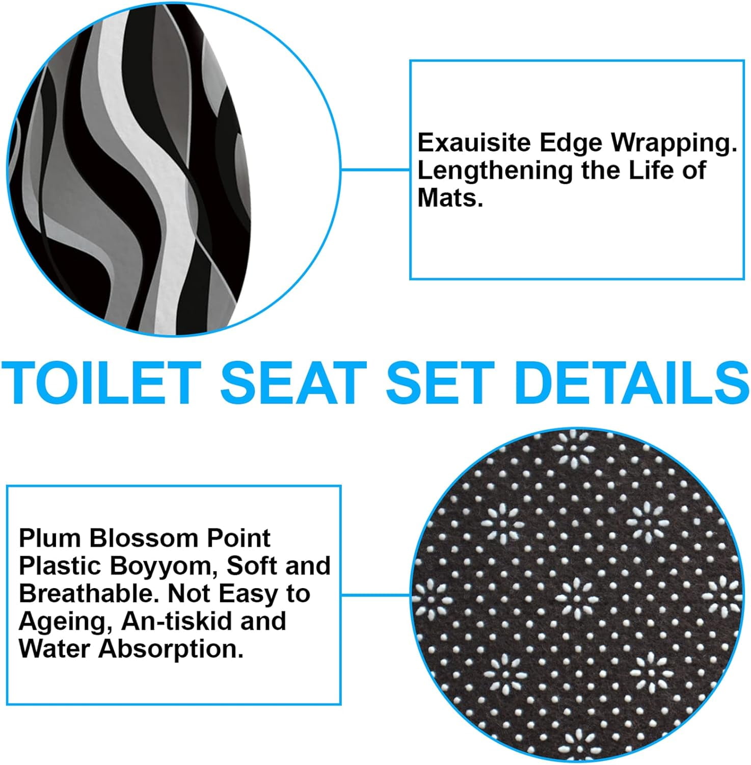 4Pcs Pink Shower Curtain Sets with Non-Slip Rugs, Toilet Lid Cover and Bath Mat, Black and Gray Bathroom Decor Set Accessories Fabric Waterproof Shower Curtains with 12 Hooks, 72 x 76 Inch