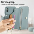 thumbnail image 2 of ELEHOLD Case for iPhone XS Max, RFID Blocking Zipper Leather Wallet Stand Case with Card Slot & Wrist Strap & Ring Holder,Blue, 2 of 10