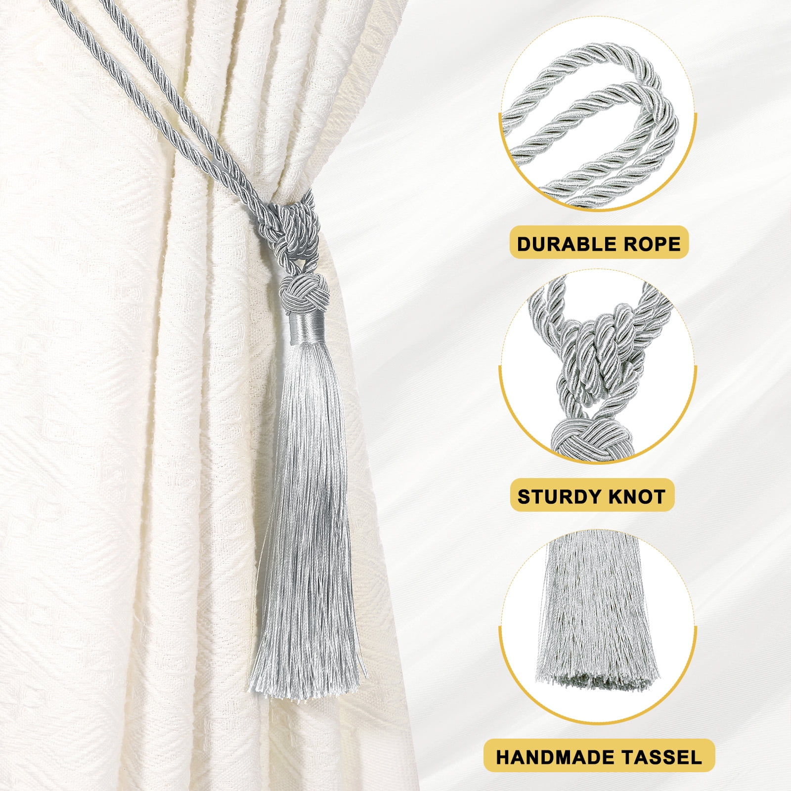 Unique Bargains Handmade Elegant Curtain Tiebacks Tassel Home Decor Gray 2 Pcs