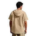 thumbnail image 4 of Camisa de Manga Corta de los Hombres con Capucha de Cárdigan Impresa con Botón con Bolsillos Top Casual para Primavera Verano, 4 of 9