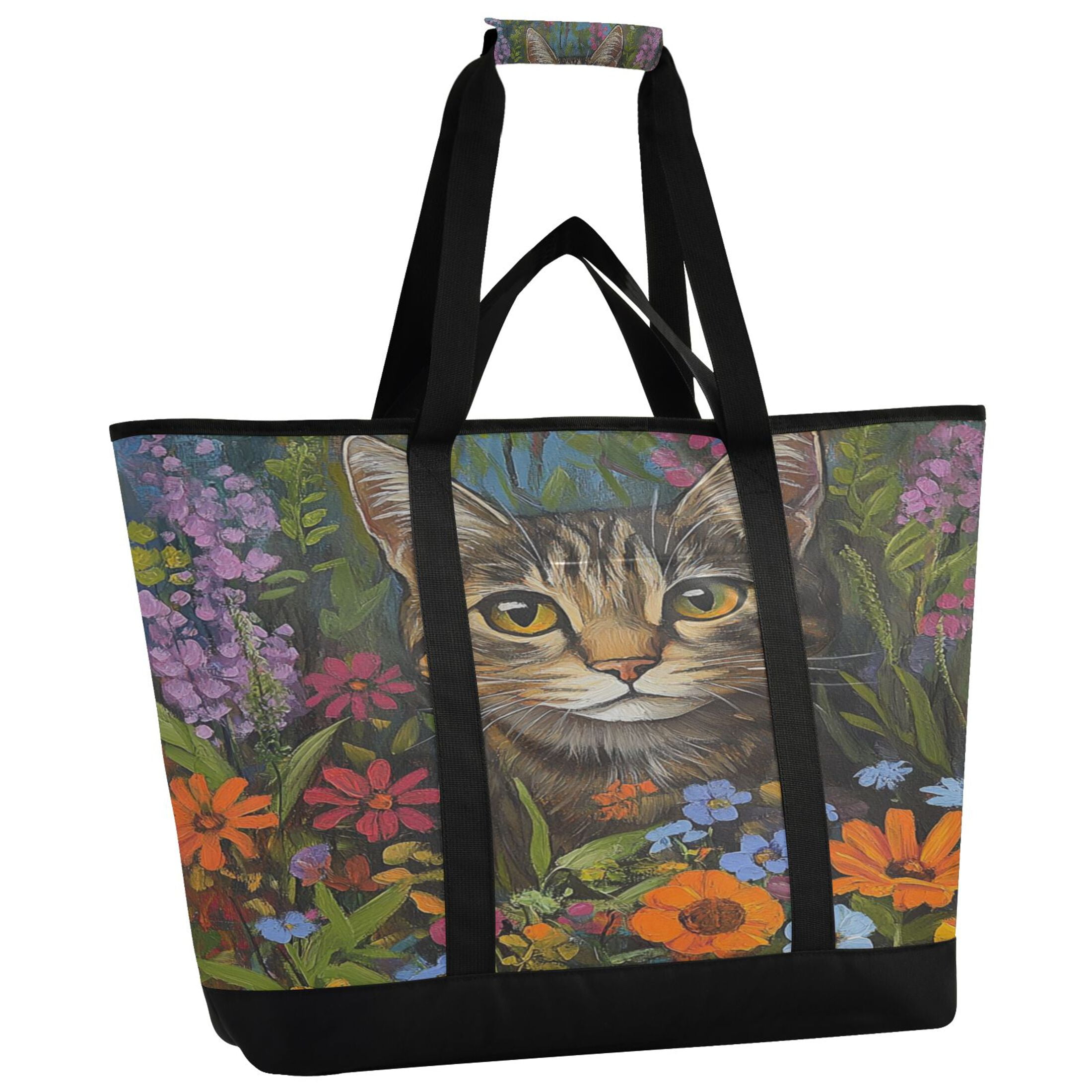 Large Hand-held Ice Pack Picnic Bag Insulation and Refrigeration Suitable for Shopping Picnics and Camping Garden Cute Cat