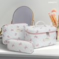 thumbnail image 5 of Makeup Bag,Quilted Cosmetic Bag,Large Floral Make Up Bag for Women,Cotton Makeup Bag Set,Flower Travel Toiletry Bag, 5 of 6
