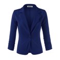 thumbnail image 1 of Doublju Women's Casual One Button Cropped Blazer with 3/4 Shirring Sleeve, 1 of 4