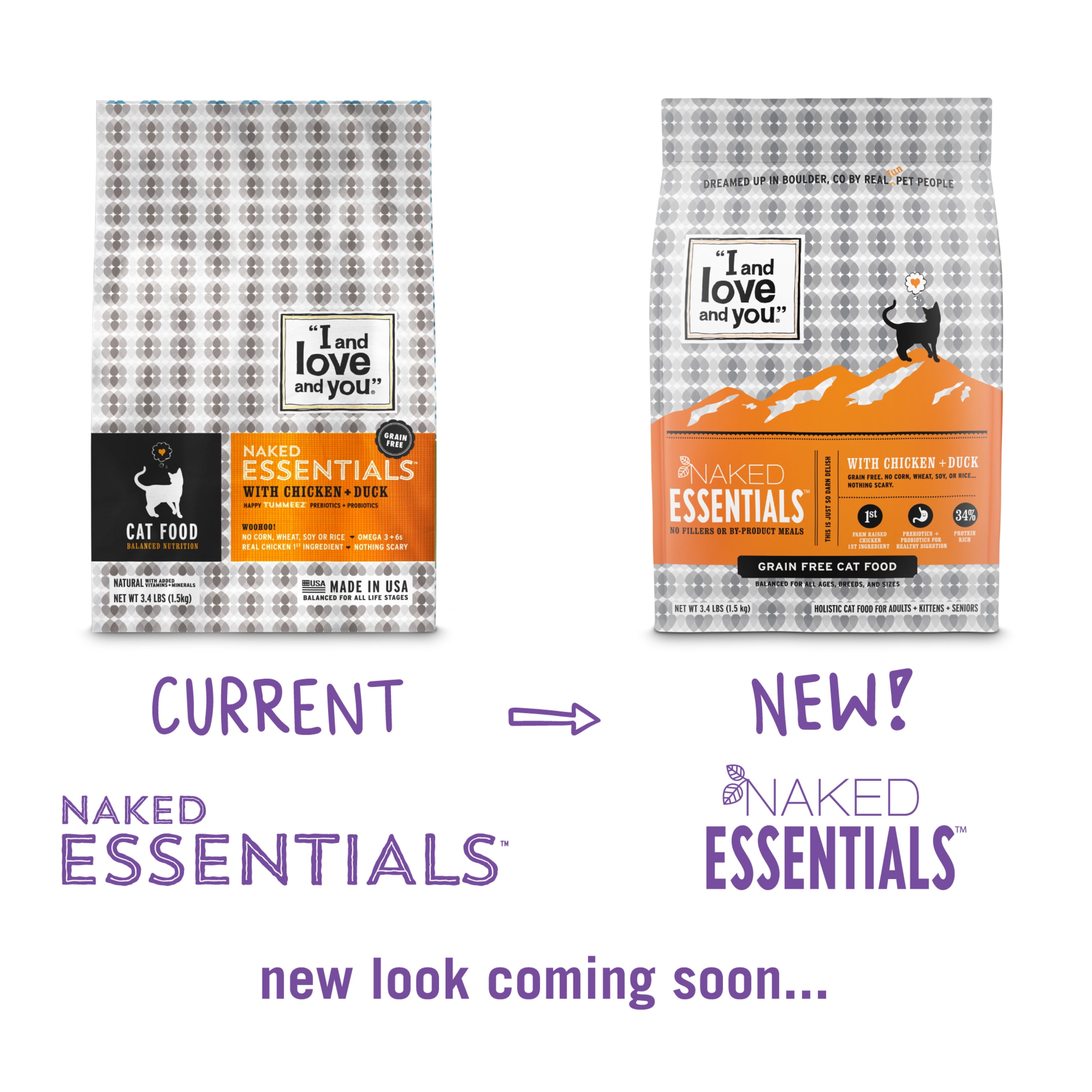 "I and love and you" Naked Essentials Chicken & Duck Flavor Dry Cat Food Grain-Free, 3.4 lb. Bag