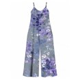 thumbnail image 7 of Women'S Summer Spaghetti Strap Jumpsuits Gray Purple Floral Loose Baggy Fit Wide Leg Rompers Casual Wear, 7 of 7