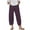 Purple, variant on Diufon Summer Womens Capris Pants Plus Size Linen Pants with Pockets Solid Color Wide Leg Pants