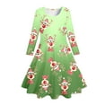 thumbnail image 4 of FhsagQ Dresses Girls Christmas Dresses Size 5T Kids Toddler Girls Christmas Trees Deer Print Christmas Long Sleeve Party Princess Dress Girls Christmas Dresses Size 6/7 Green 4-5 Years, 4 of 5