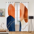 thumbnail image 2 of Navy Blue Burnt Orange Kitchen Curtains 84 Inch Length, Modern Retro Geometric Grommet Top Bedroom Living Room Curtains, Light Filtering Cafe Curtain Drapes 2 Panels Set 84''x84'', 2 of 9