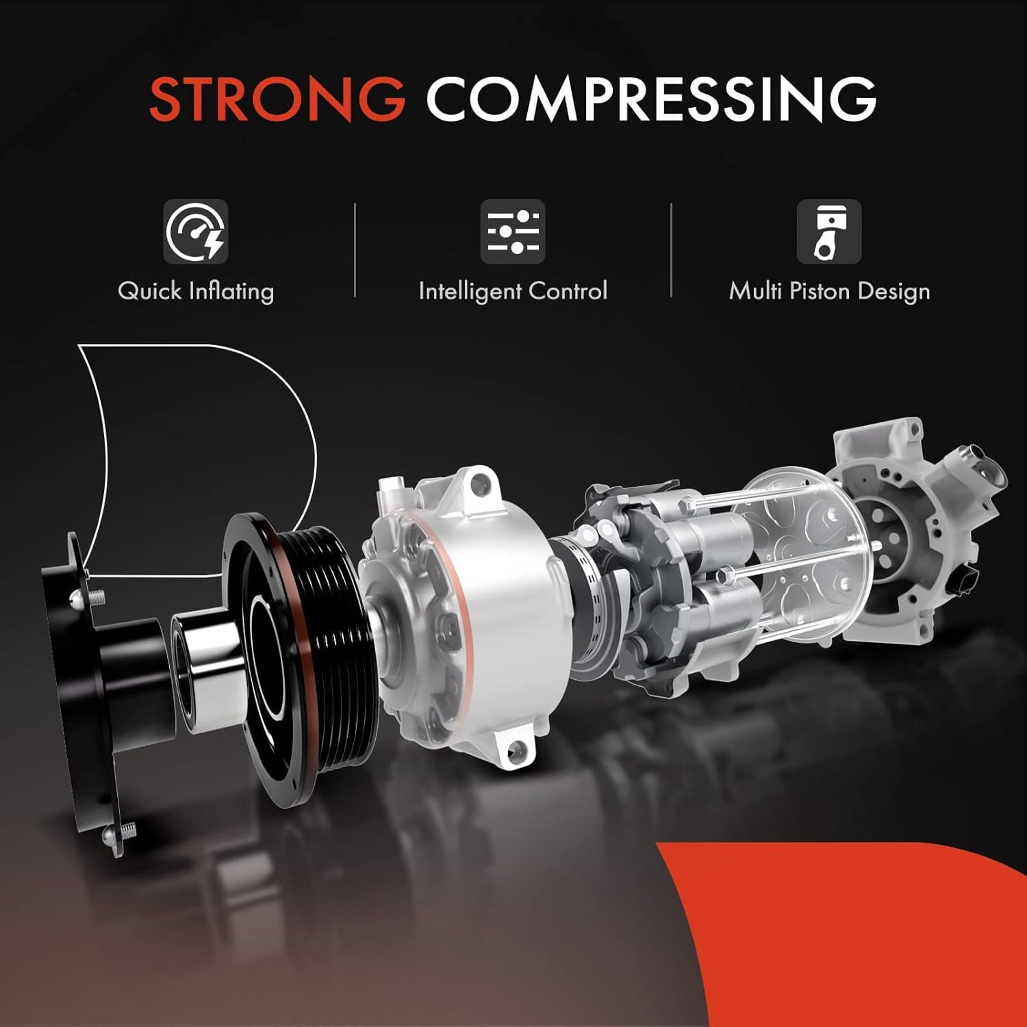 A-Premium Air Conditioner AC Compressor with Clutch Compatible with Volvo ACL, VN/VNL/VNM, WC/WG/WH/WI, White/GMC, ACL, J9C0, WAH WCA WG, WHL WHM, WIA WIL WIM
