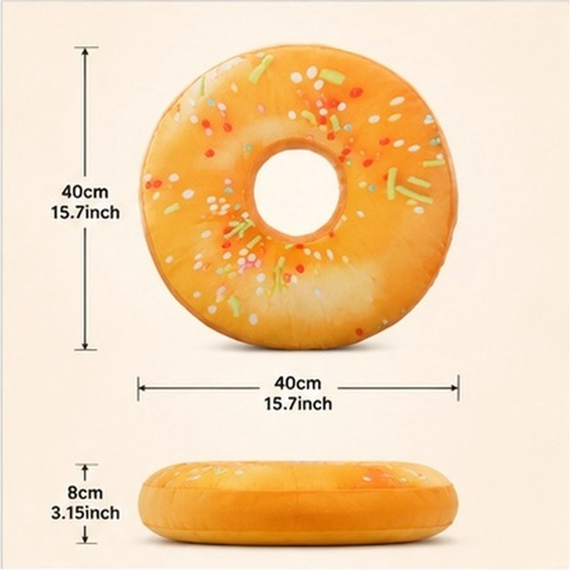 WEUVEB Donut Pillow 40cm Plush PP Cotton Seat Back Cushion for Office