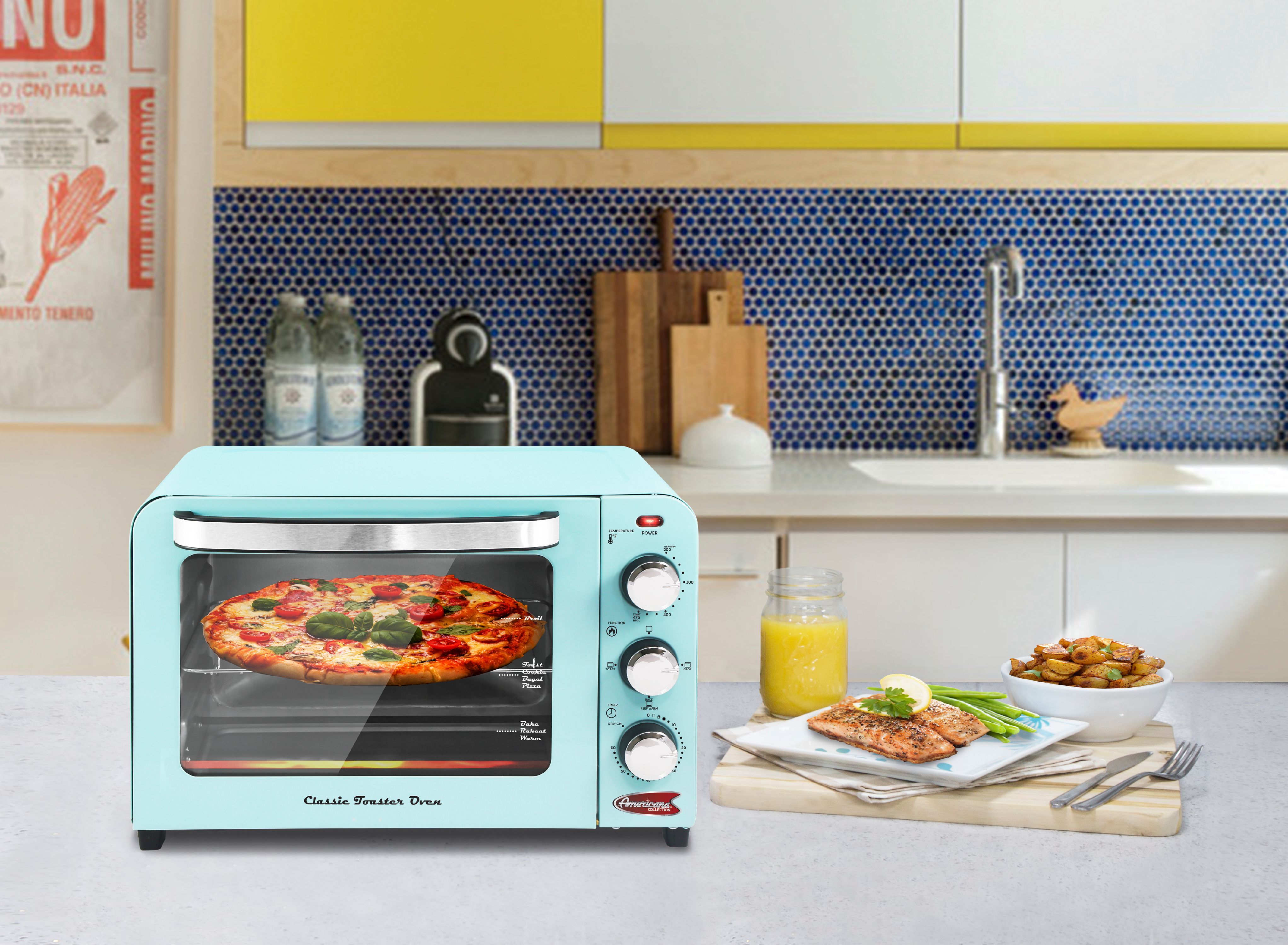 Elite Gourmet ERO-2600XBL New 6 Slice/26L Retro Toaster Oven
