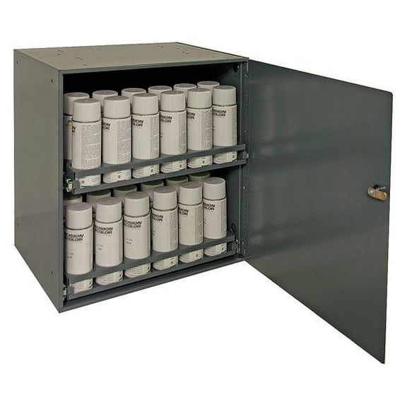 Durham 300-95 Prime Cold Rolled Steel Aerosol Storage Cabinet, 2 Shelves, 15-15/16" Length x 20-5/16" Width x 21-7/8" Height, Gray Powder Coat Finish