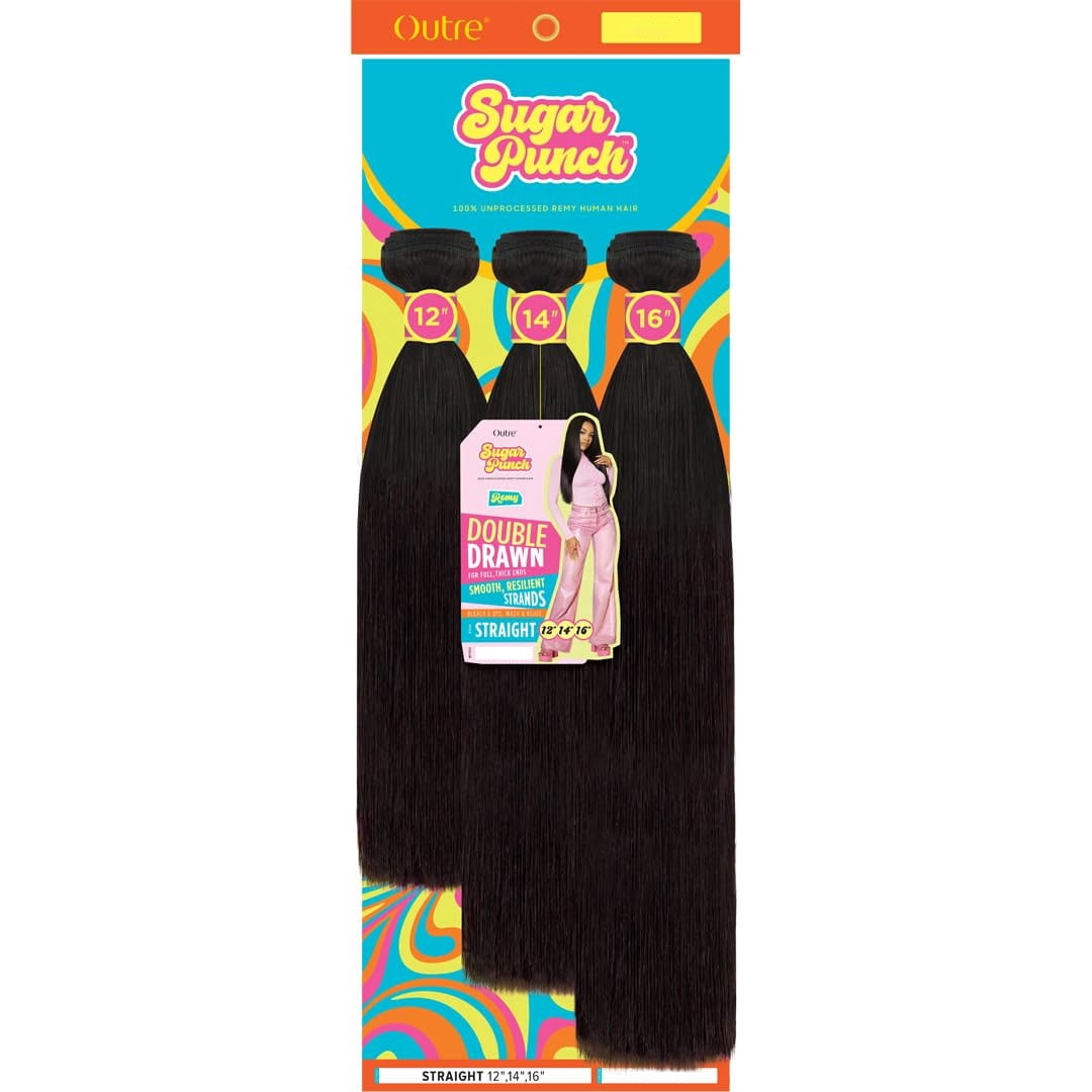 Outre Sugar Punch 100% Unprocessed Remy Human Hair - Straight 10" 12" 14"  (Color : Natural)