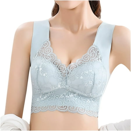 

YANHAIGONG Women Lady Lace Gathered Bra Plus Size Sports Bra Underwear Yoga Hollow Out Bra Cup True Bras For Women