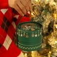 thumbnail image 5 of Hand-held Round Gift Box Christmas Storage Container for Treats Decorations Cute Design for Holiday Celebrations Xmas Party Supplies (Green), 5 of 6
