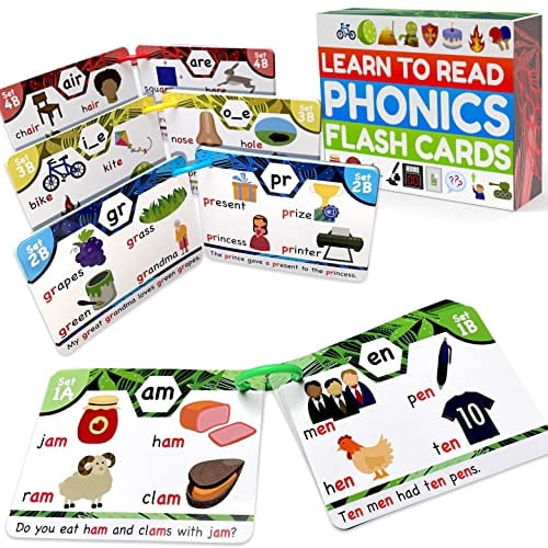 Tarjetas Flash de Phonética - Aprende a Leer en 20 Etapas Fónicas - Dígrafos CVC Mezcla So The Bambino Tree THE BAMBINO TREE