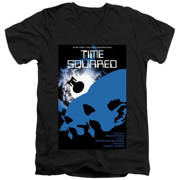 Star Trek Tng Season 2 Episode 13 Adult V-Neck 30/1 T-Shirt Black