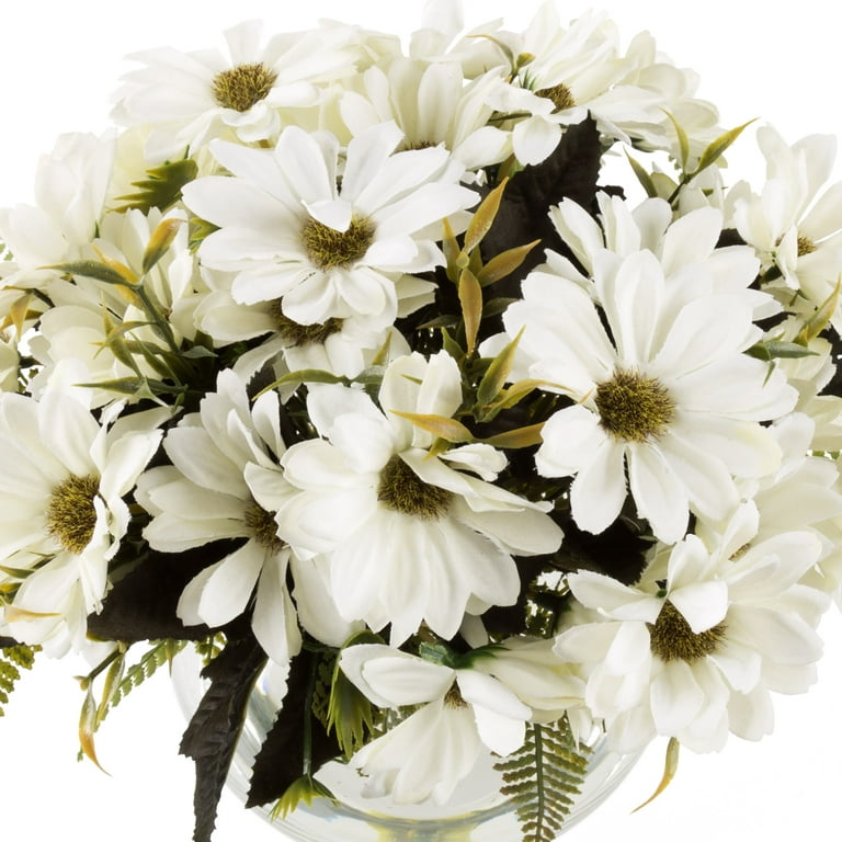 Fiveseasonstuff 2 Bunches of 36cm 14.2 Inches White Artificial Daisy Flowers  & Bouquets, for DIY Floral Arrangement Decoration 