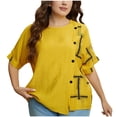 thumbnail image 2 of Fankiway Mode Femme Couleur Unie Col Rond Bouton Pression Hauts Amples Manches Courtes Hauts Femmes Liquidation Chemises Femmes Manches Courtes, 2 of 5