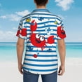 thumbnail image 6 of Fotbe Red Funny Crab On Blue Stripe Hawaiian Shirt For Men Unisex Summer Beach Casual Short Sleeve Cotton Linen Button Down Shirts-Medium, 6 of 9
