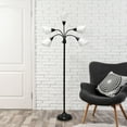 thumbnail image 2 of Simple Designs 5 Light Adjustable Gooseneck Black Floor Lamp with White Shades, 2 of 7