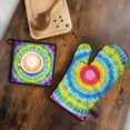 thumbnail image 5 of Rainbow Tie Dye Mandala Pattern Kitchen Oven Mitt and Pot Holder Sets 2 Pcs for Baking, Cooking and Grilling, Heat Resistant Up To 392 °F, 5 of 7