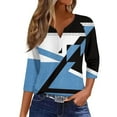 thumbnail image 2 of 3/4 Sleeve Tops for Women Henley V Neck 3/4 Sleeve T Shirts Summer Casual Half Sleeve Blouse Tees, 2 of 4