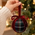 thumbnail image 3 of Plaid Bow Christmas Balls, 3.15 Inch Foam Hanging Ornaments for Holiday Tree Decoration & Festive Home Gift Accents, 3 of 3