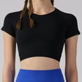 thumbnail image 5 of Daznico Women's Seamless Workout Crop Tee, Round Neck Breathable Top for Yoga & Gym,L, 5 of 6