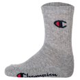 thumbnail image 5 of Champion Kids Socks, Pack Of 6 - Crew Socks, Solid Colour Black/Grey/White 31-34, 5 of 7