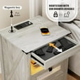 thumbnail image 3 of Night Stand with Gun Drawer, Bedside Table with Charging Station & LED Light, Gun Nightstand for Bedroom Living Room, Rustic Grey, 3 of 7