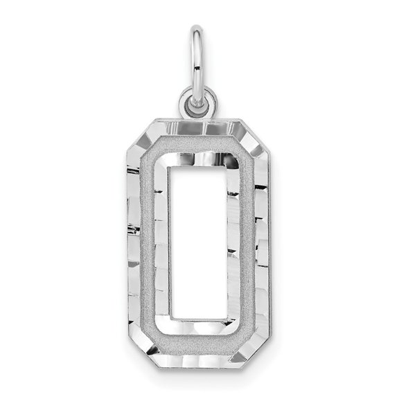 Diamond2Deal 925 Sterling Silver Rhodium-Plated Large Diamond-Cut #0 Charm Pendant for Women