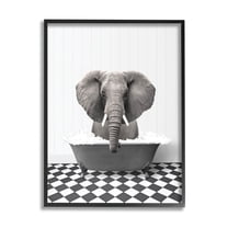 Stupell Industries Elephant Bathing in Tub Animals & Insects Painting Black Framed Art Print Wall Art, 24 x 30
