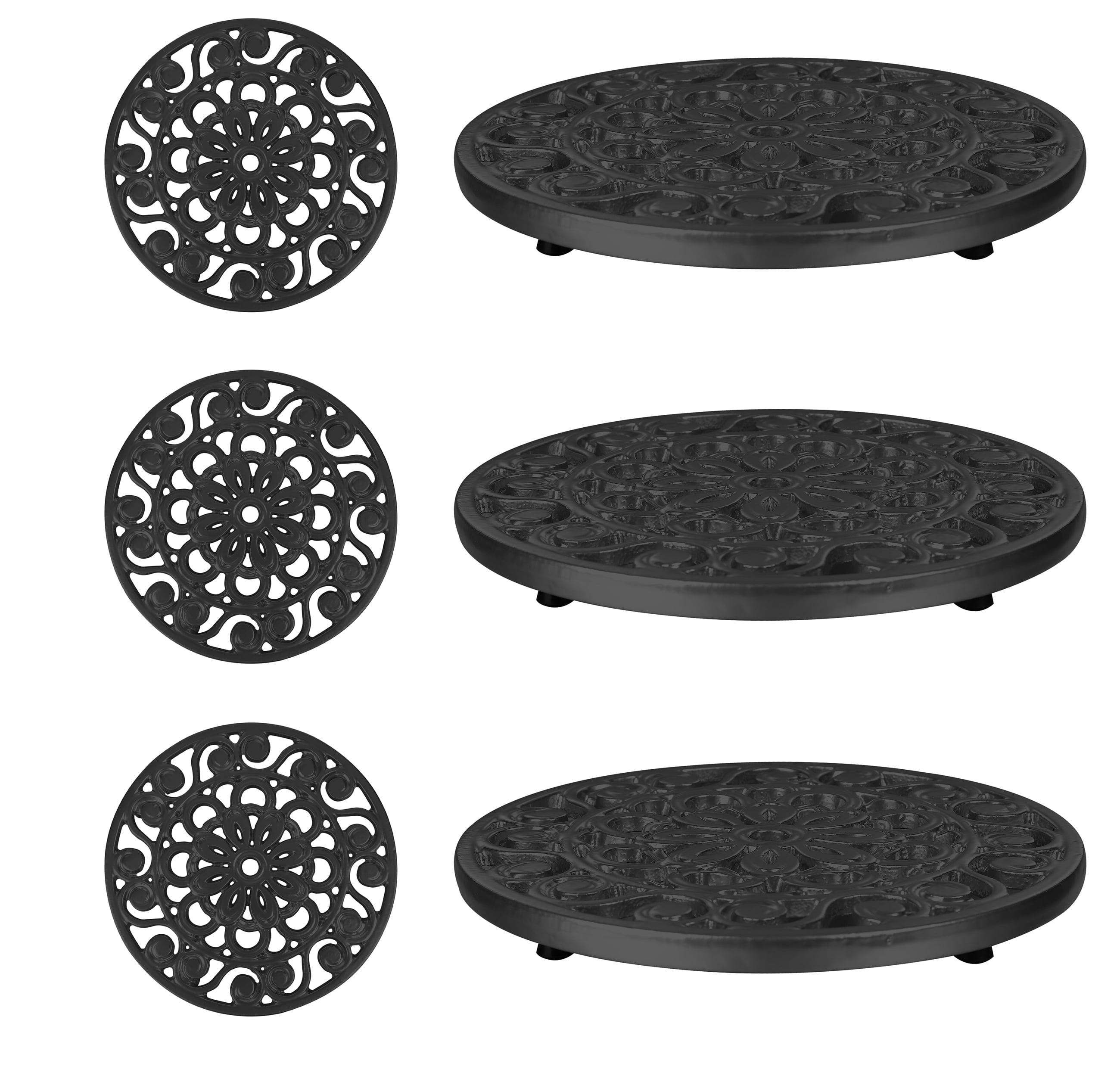 Set of 3 Decorative Cast Iron Metal Trivets by Trademark Innovations