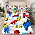thumbnail image 2 of Homewish Modenr Video Gamer Bed Sheets for Boy, Cartoon Game Console King Sheets, Stripes Lines Sheet Set, Microfiber Bedroom Decor, 4-Piece, 2 of 7