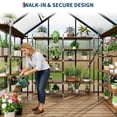 thumbnail image 3 of Polycarbonate Walk-In Greenhouse 6x4 FT – Outdoor Garden Greenhouse with Aluminum Frame, Sliding Door & Roof Vent Window, UV-Resistant Panels, Durable Plant House for Backyard, Patio & Gardening, 3 of 9