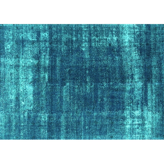 Ahgly Company Indoor Rectangle Oriental Turquoise Blue Industrial Area Rugs, 8' x 10'