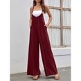 thumbnail image 4 of Mono De Pierna Ancha Cintura Alta Correa Sin Espalda Casual Poliéster Suelto Ropa De Mujer Vino Rojo XL, 4 of 7