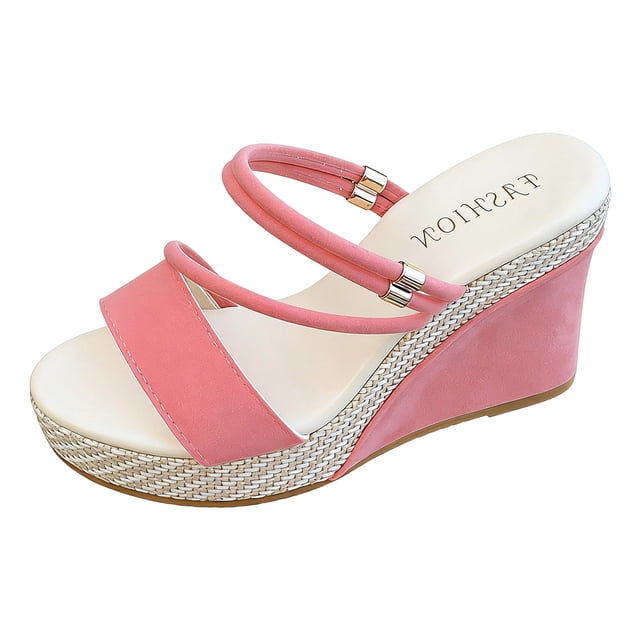 DAFEI Thick Soled Toe Wedge Slip Height Increasing Sandals with Cut Out Design Comfortable Women's Sandals