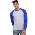 thumbnail image 2 of Men's Long Sleeve Crew Neck Baseball Shirt, Casual Dynamic Cotton Raglan T Shirts, Royal Blue/Heather Gray XL, 1 Count, 1 Pack, 2 of 7