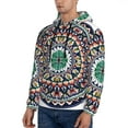 thumbnail image 3 of Kdxio Colorful With Blue Oriental Print Mens Casual Hooded Collar Drawstring Hoodies Pullover Sweatshirts Casual Long Sleeve Shirts-Large, 3 of 7