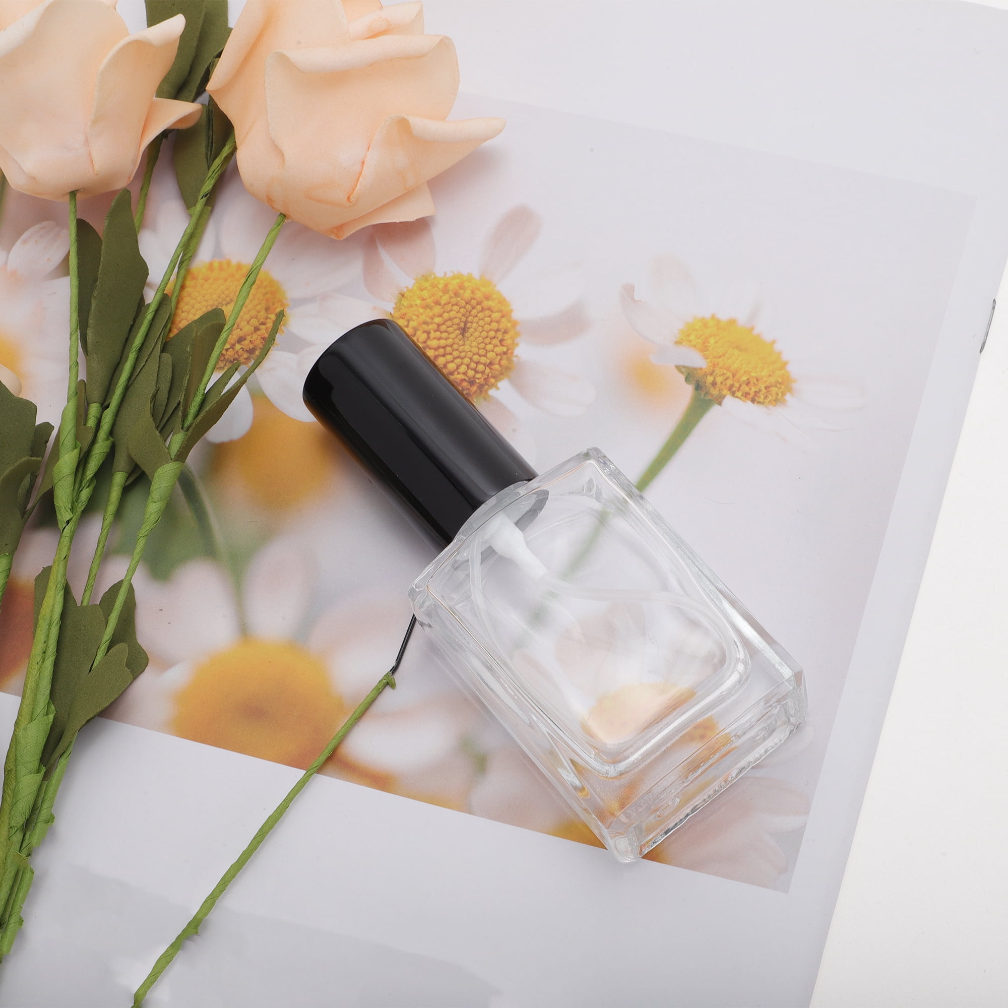 Unique Bargains Elegant 30ml/1oz Perfume Bottle with Spray 1 Pc Black Flat Square Bottle