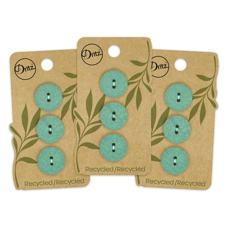 UPC: 0072879308327 | Dritz Recycled Cotton Round Button 18mm Dark Green 3 Pack (9 Count)