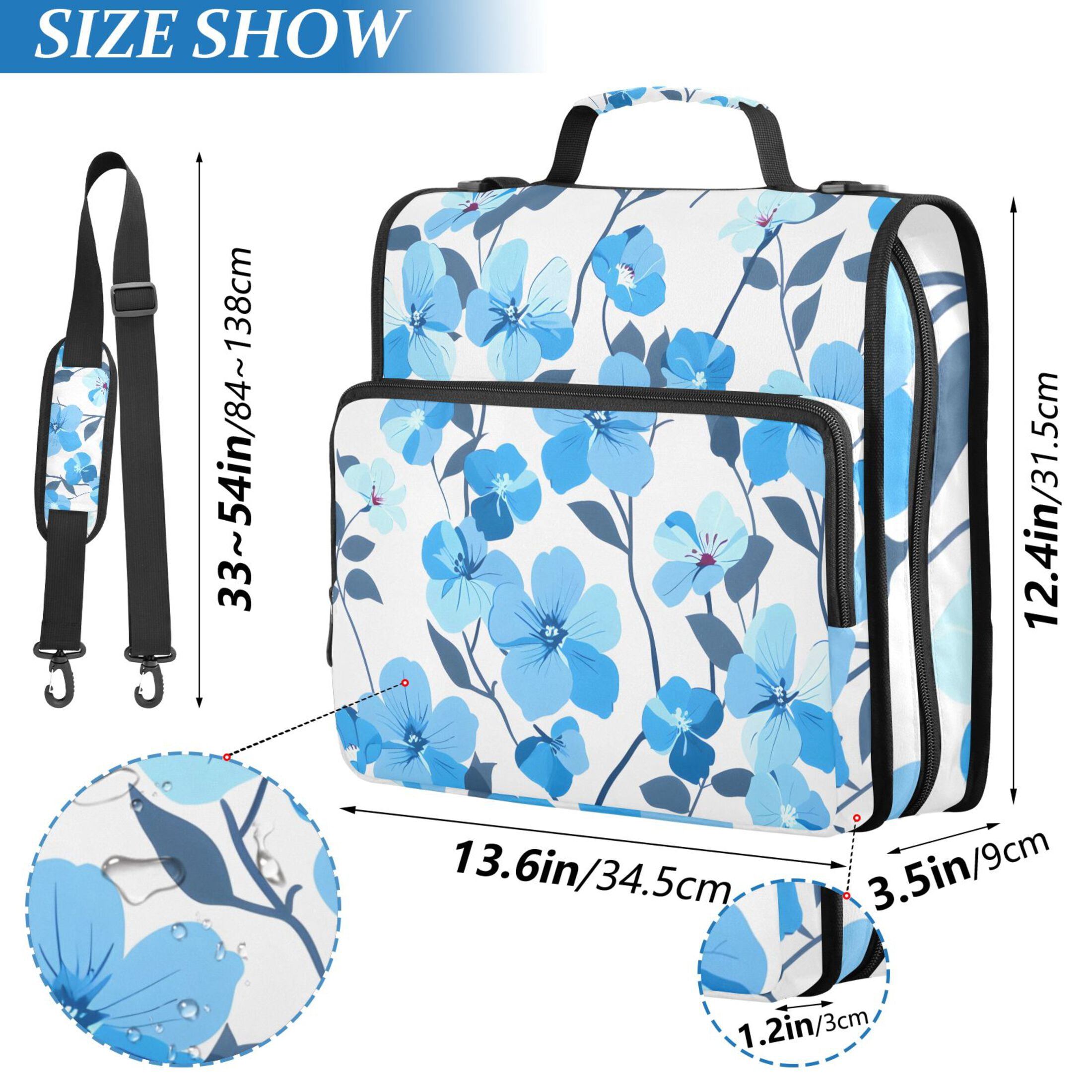 ALAZA Zipper Binder Blue Flowers 3 Ring Trapper Keeper File Folder Organizer Bag