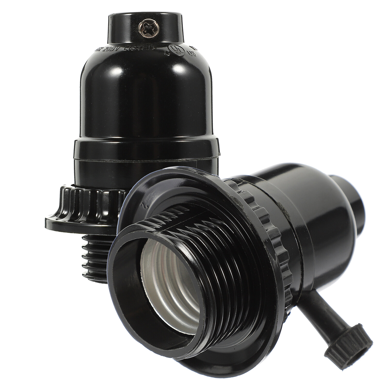 E27 Black Plastic Pendant Lamp Holder – Half-Tooth Screw Socket For LED Bulbs