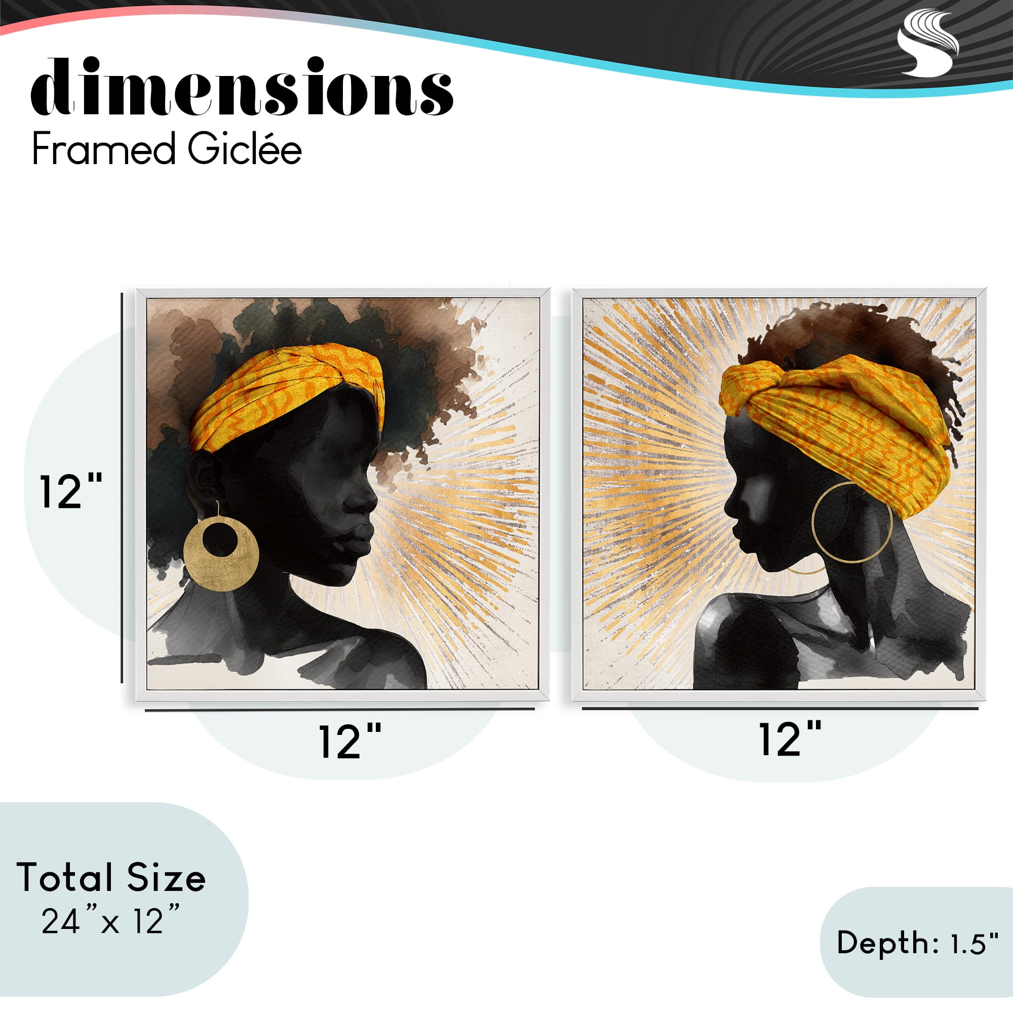 Stupell Industries Radiant Portraits Of Women 2 Piece White Framed Giclee Art Set, design by CAD Designs