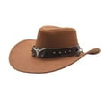 thumbnail image 4 of Celivon Mens Brown Western Cowgirl Hat Jazz Style Bowler Hat Roleplay Performances, 4 of 4